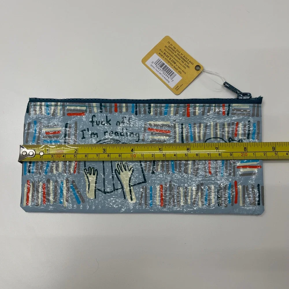 Blue Q Zipper Pouch Pencil Case F**k Off I'm Reading Funny Discontinued NEW